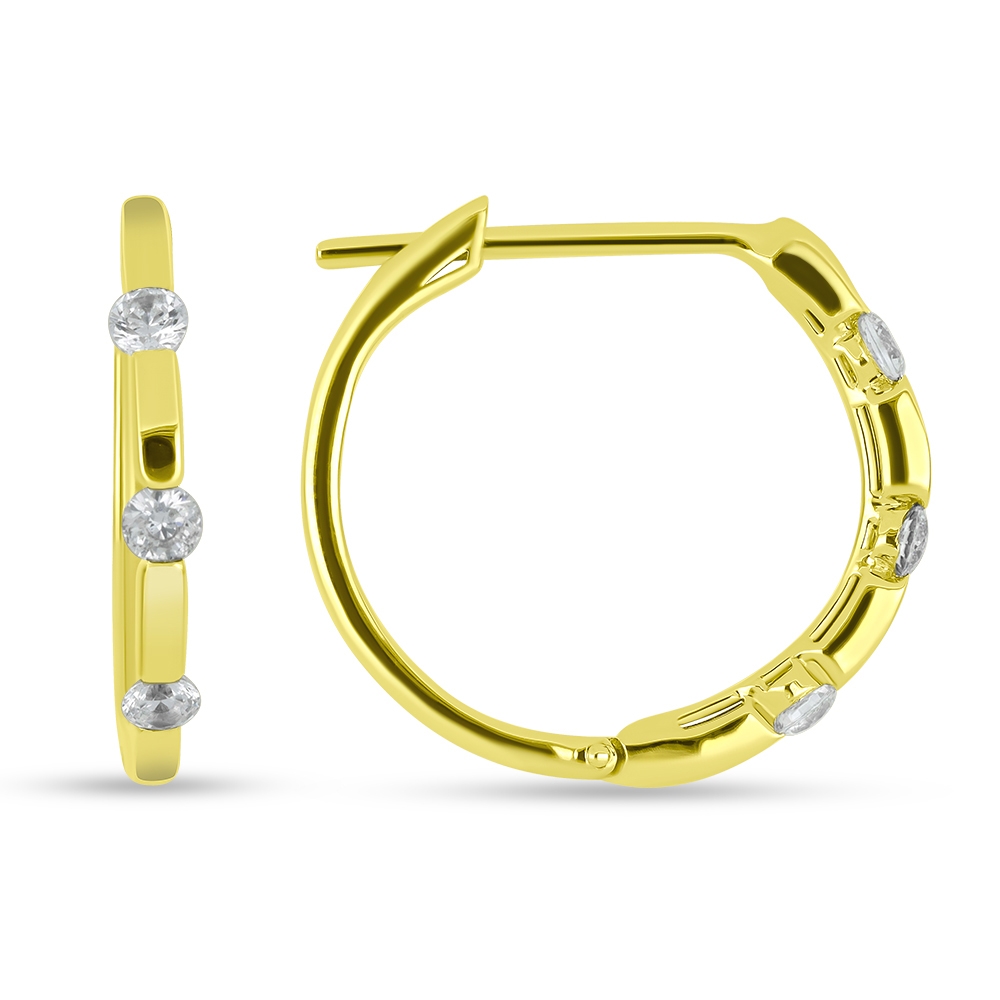 Náušnice zo žltého zlata s kameňmi SYN ZIRKÓN 5A- BIELY