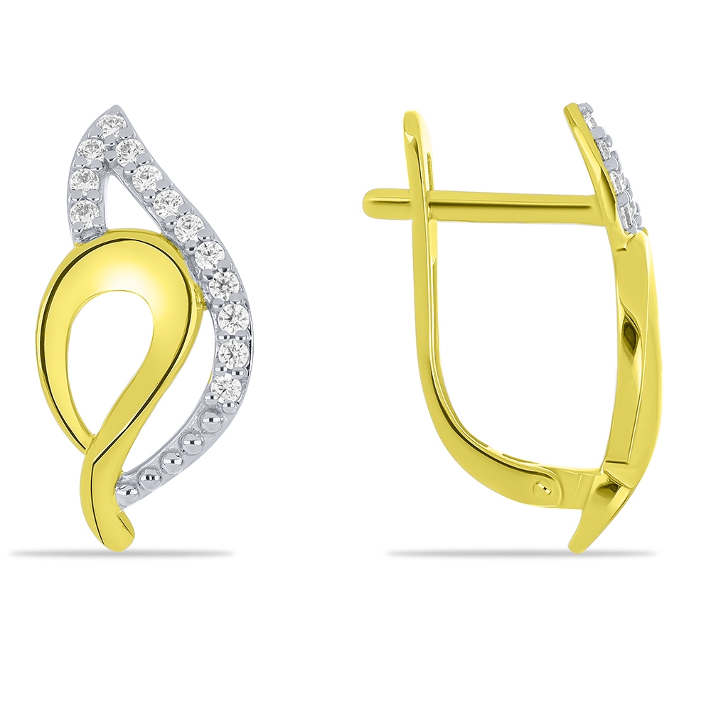 Náušnice zo žltého zlata s kameňmi SYN ZIRKÓN 5A- BIELY