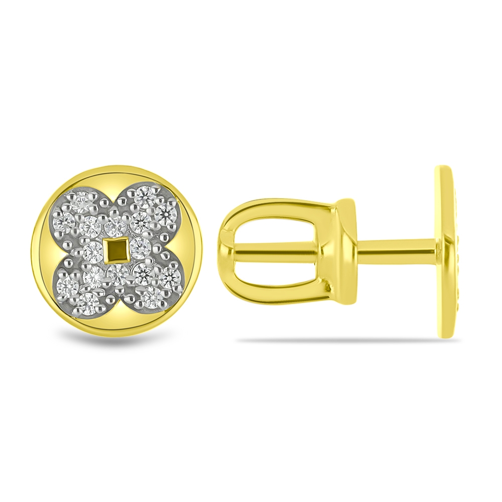 Náušnice zo žltého zlata s kameňmi SYN ZIRKÓN 5A- BIELY