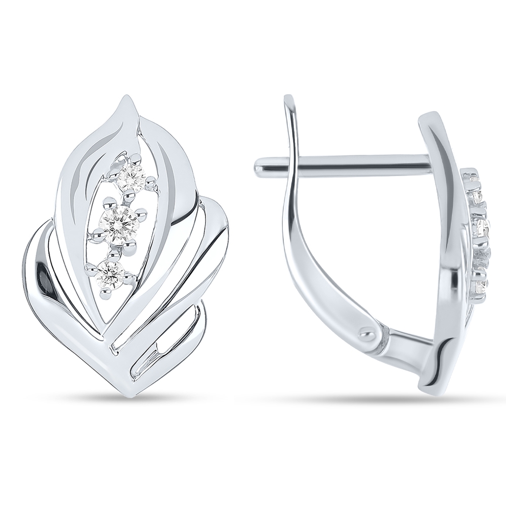 Náušnice z bieleho zlata s kameňmi SYN ZIRKÓN 5A- BIELY