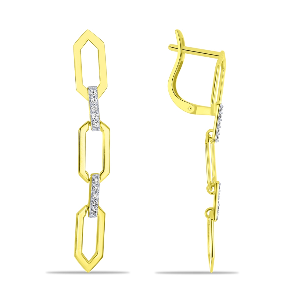 Náušnice zo žltého zlata s kameňmi SYN ZIRKÓN 5A- BIELY