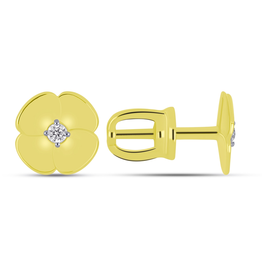 Náušnice zo žltého zlata s kameňmi SYN ZIRKÓN 5A- BIELY