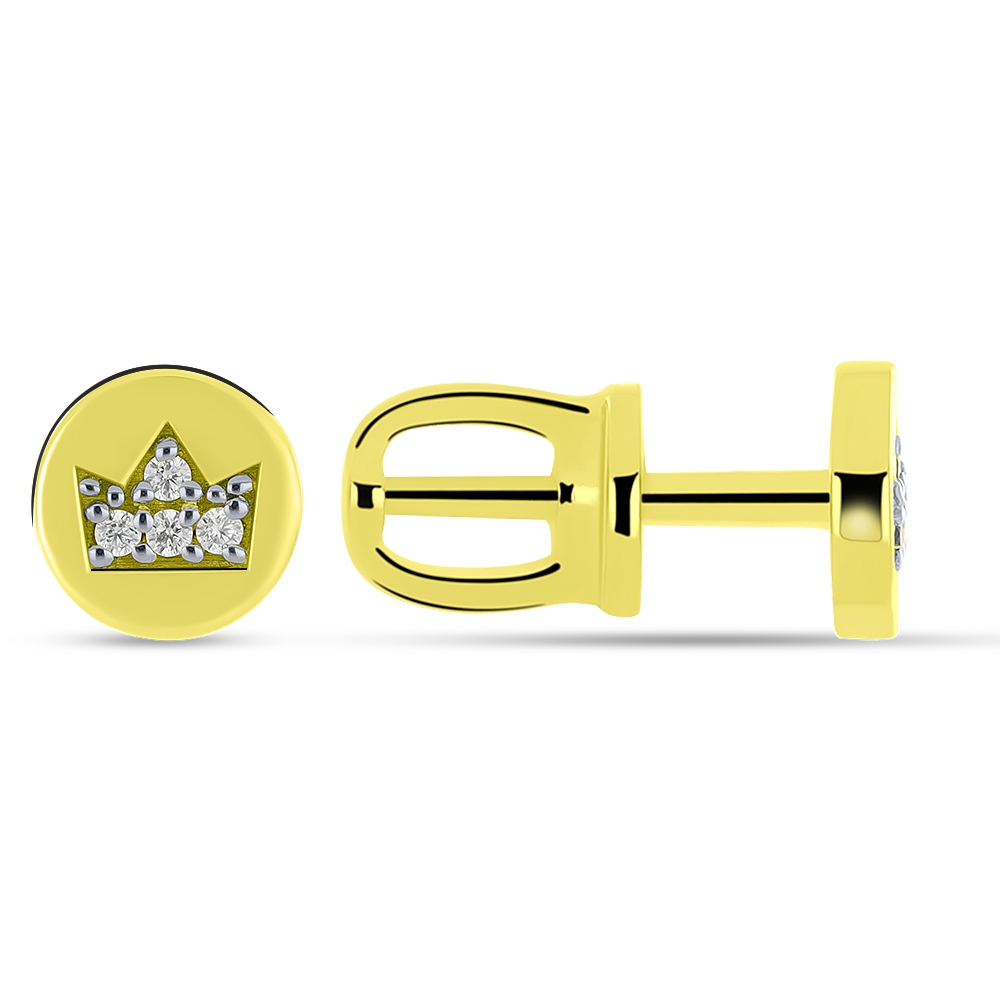 Náušnice zo žltého zlata s kameňmi SYN ZIRKÓN 5A- BIELY