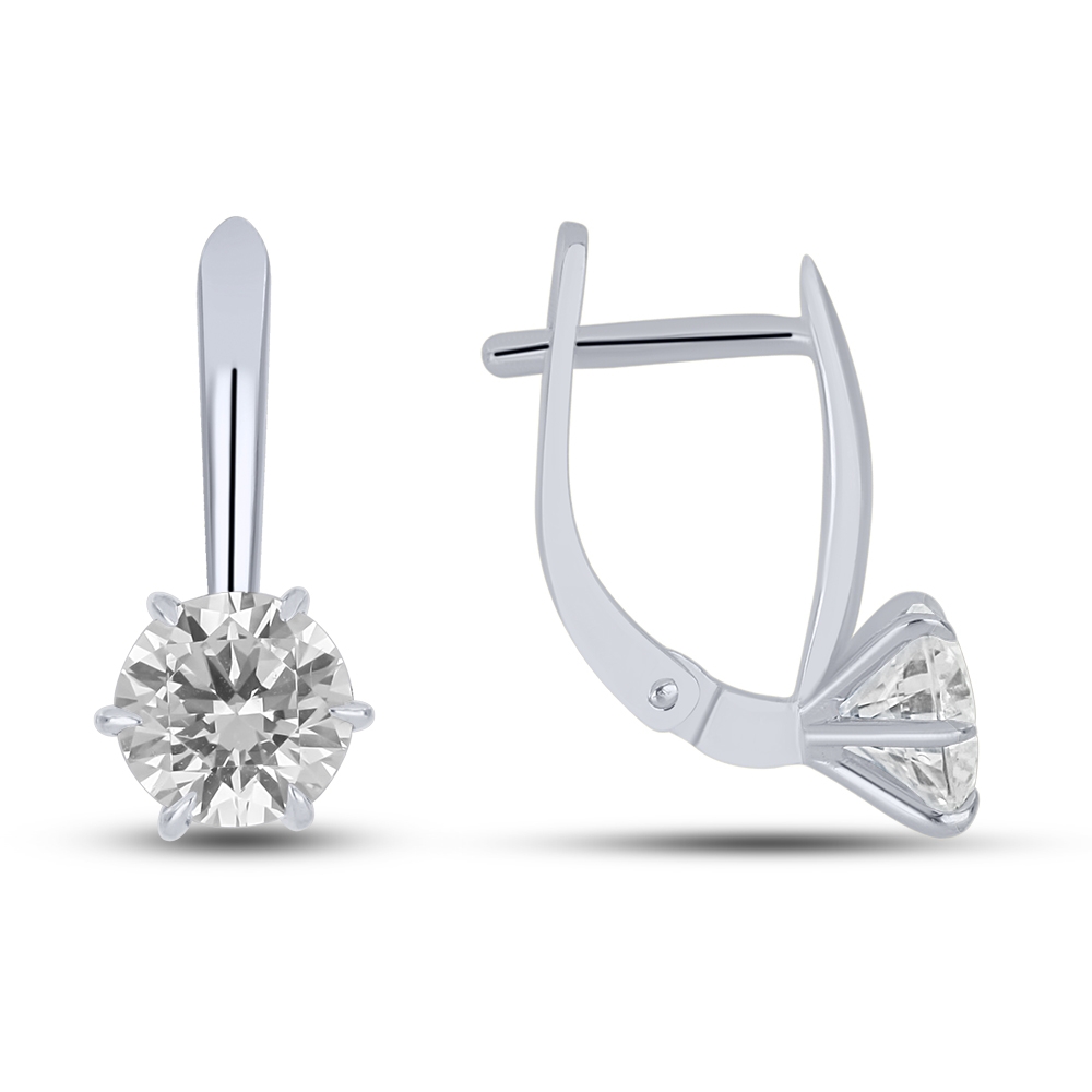 Náušnice z bieleho zlata s kameňmi SYN ZIRKÓN 5A- BIELY