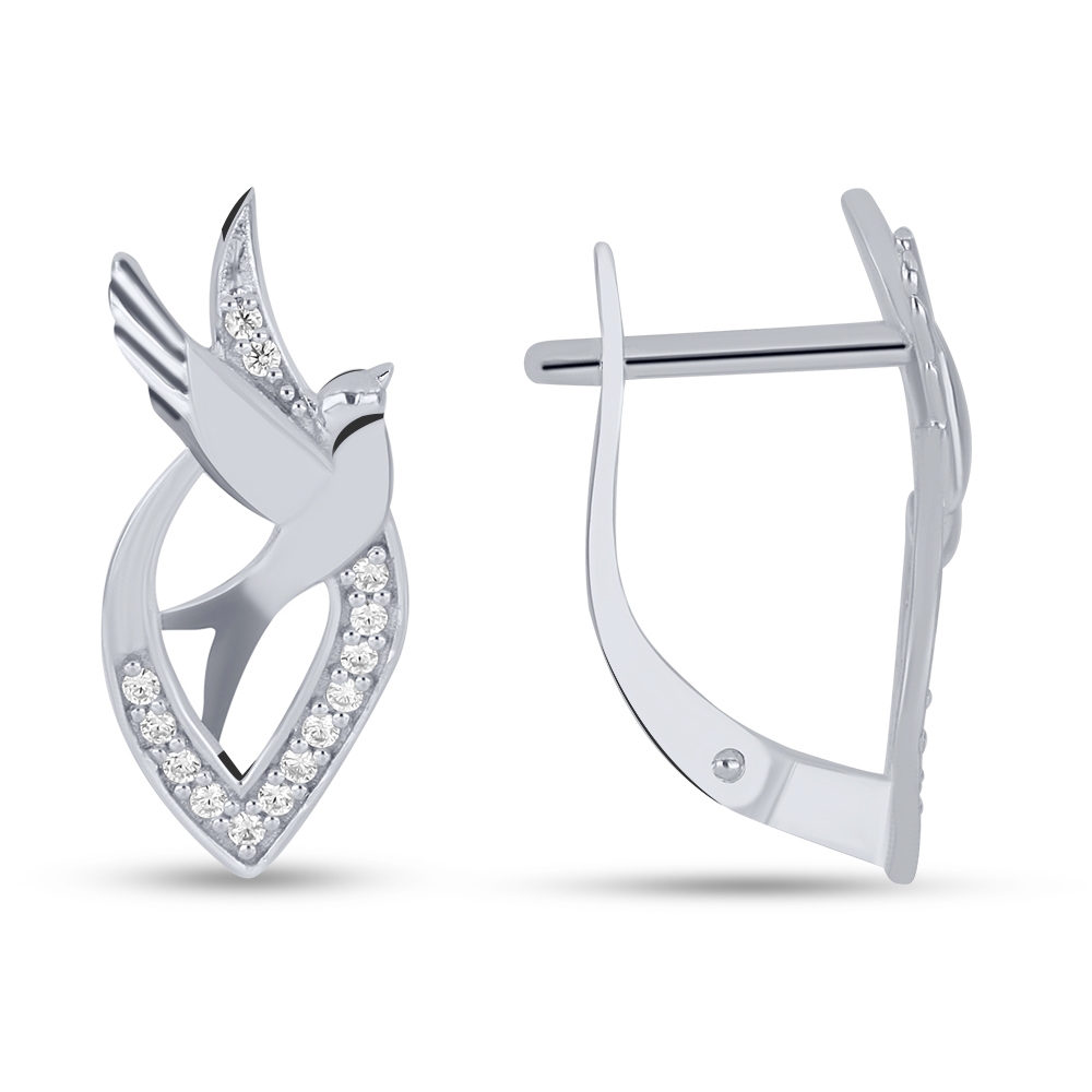 Náušnice z bieleho zlata s kameňmi SYN ZIRKÓN 5A- BIELY