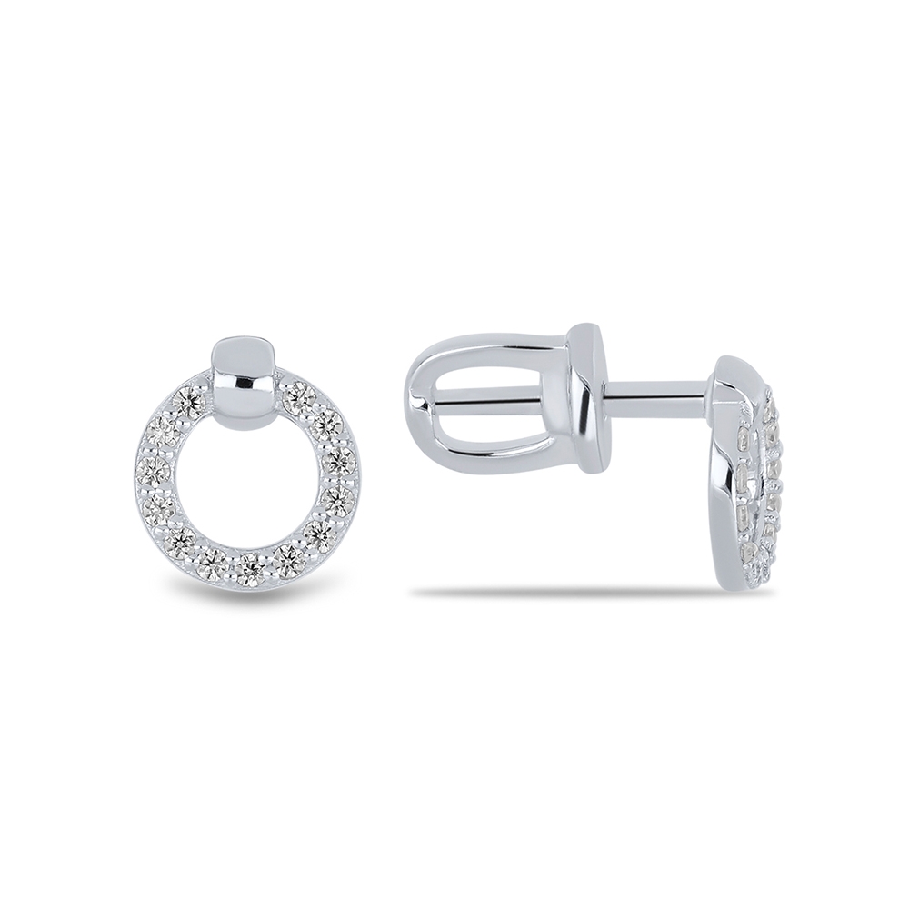 Náušnice z bieleho zlata s kameňmi Bezfarebný kubický zirkón