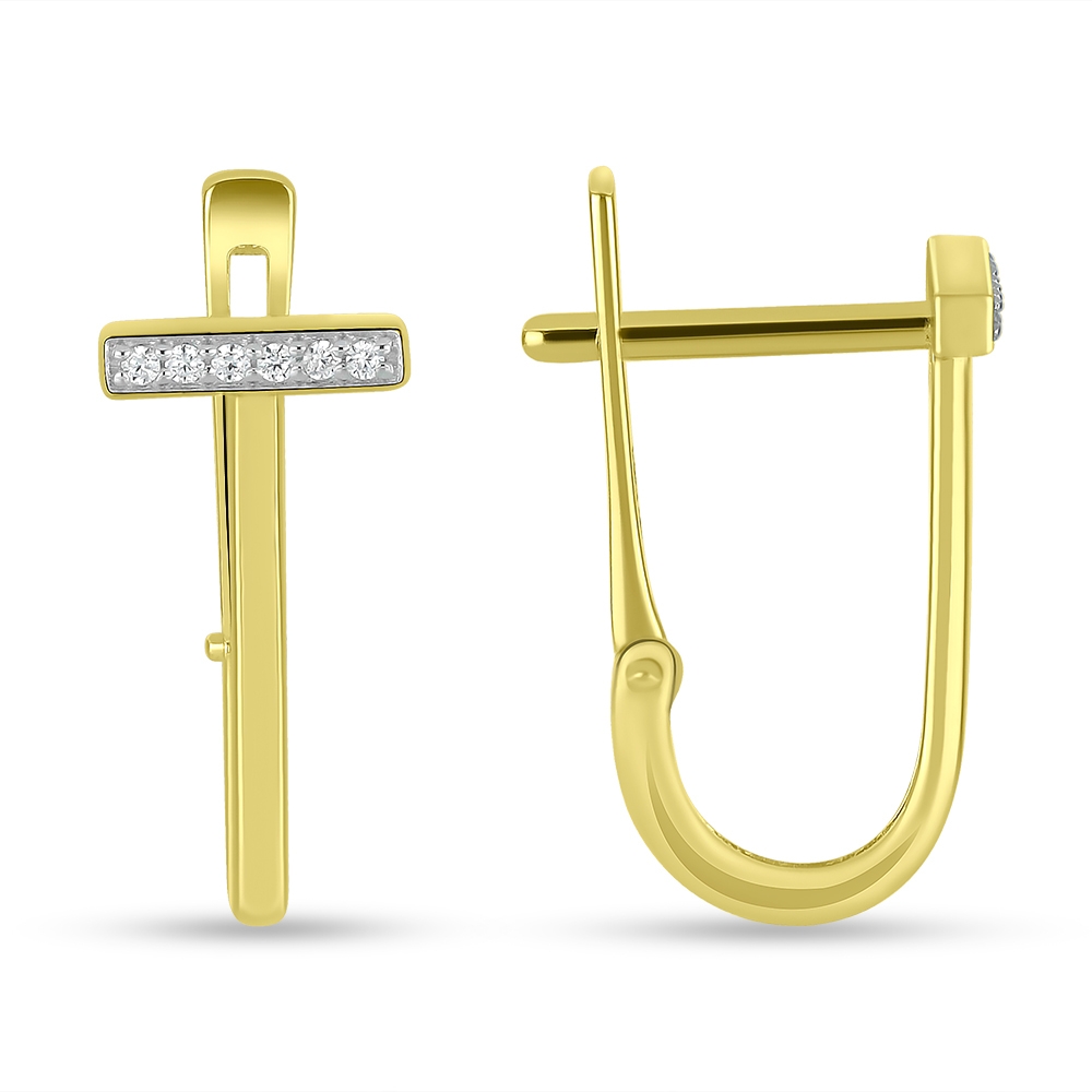 Náušnice zo žltého zlata s kameňmi SYN ZIRKÓN 5A- BIELY