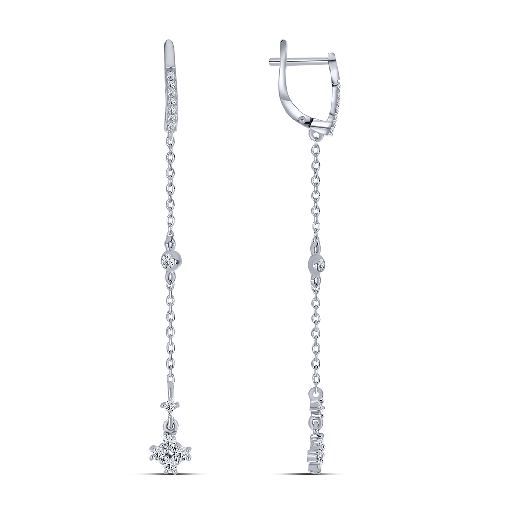 Náušnice z bieleho zo striebra s kameňmi SYN ZIRKÓN 5A- BIELY
