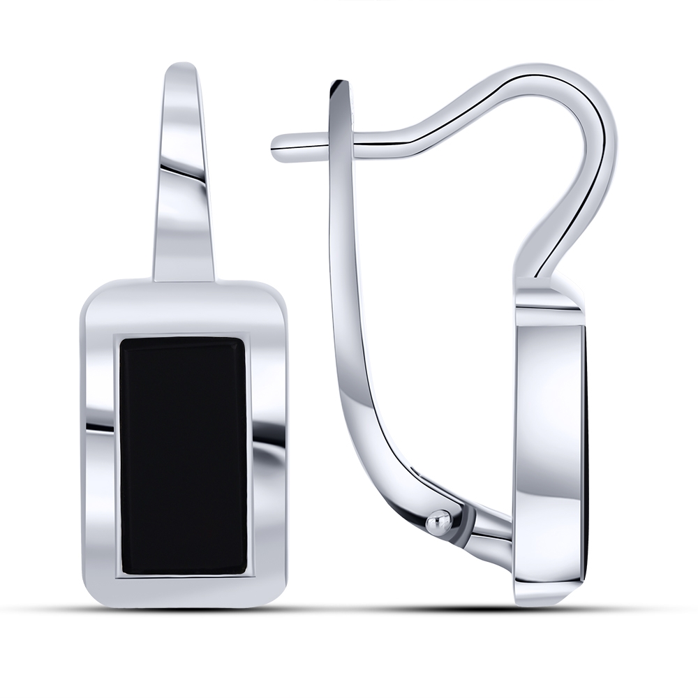 Náušnice z bieleho zo striebra s kameňmi ÓNYX- ČIERNY