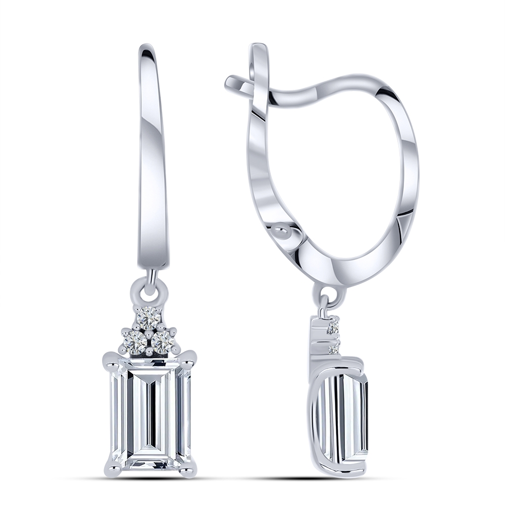 Náušnice z bieleho zo striebra s kameňmi KRIŠTAĽ, SYN ZIRKÓN 5A- BIELY