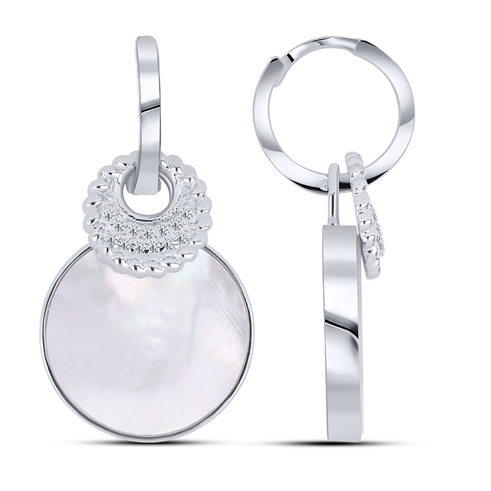 Náušnice z bieleho zo striebra s kameňmi PERLEŤ, SYN ZIRKÓN 5A- BIELY