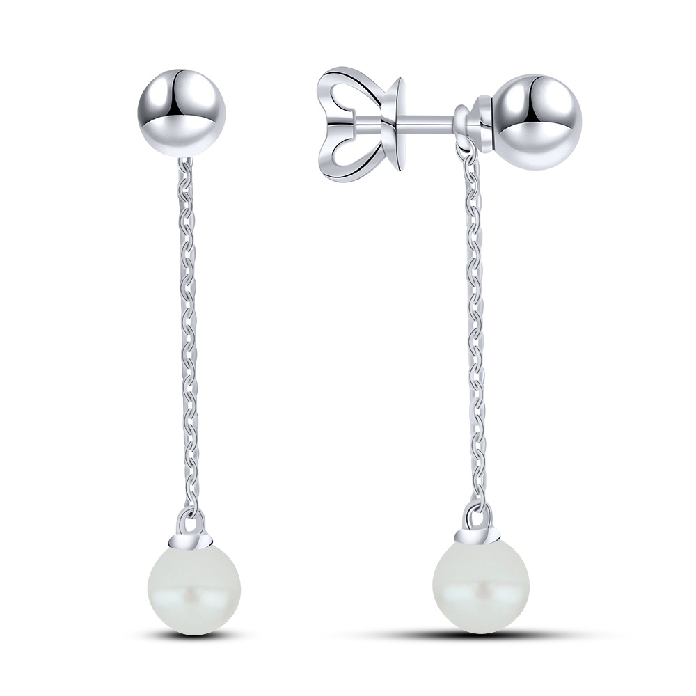 Náušnice  zo striebra s kameňmi RIEČNA BIELA PERLA