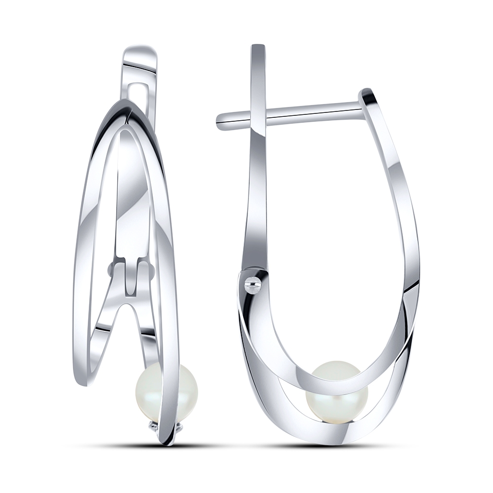 Náušnice z bieleho zo striebra s kameňmi RIEČNA BIELA PERLA