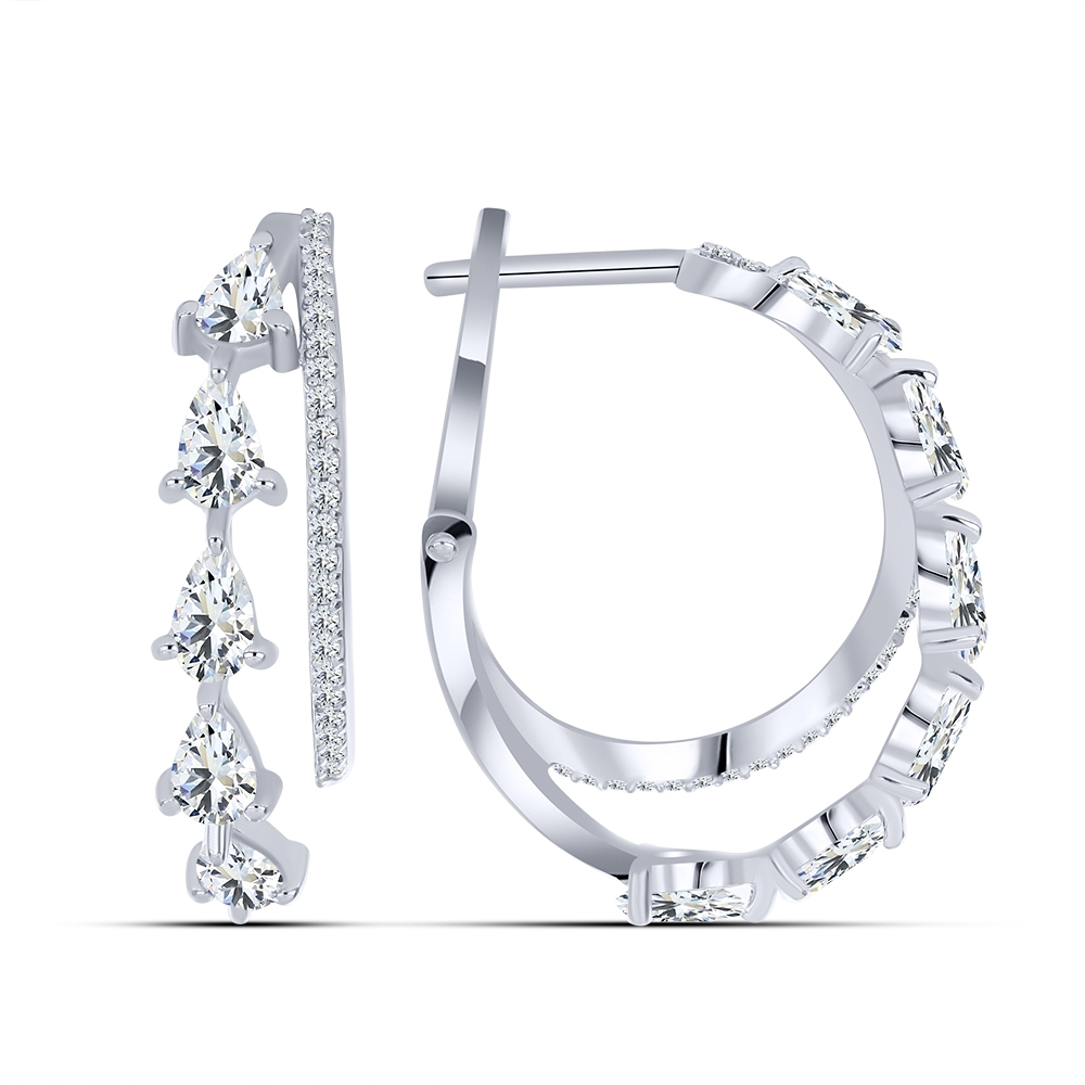 Náušnice z bieleho zo striebra s kameňmi SYN ZIRKÓN 5A- BIELY