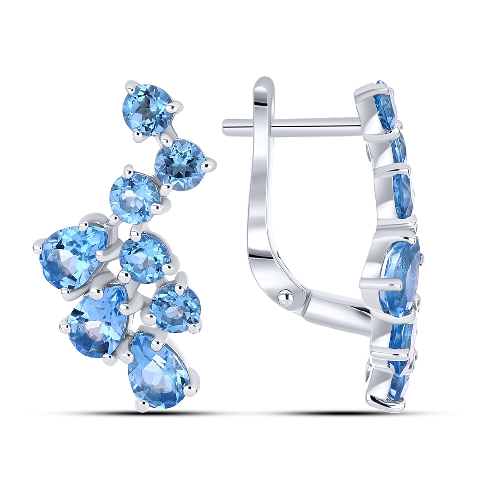 Náušnice  zo striebra s kameňmi Topás SWISS BLUE