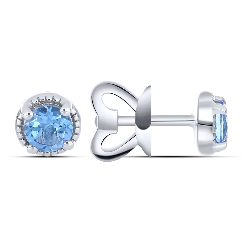 Náušnice  zo striebra s kameňmi Topás SWISS BLUE