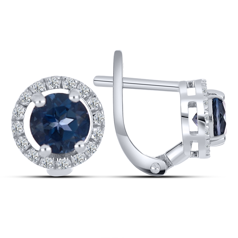 Náušnice  zo striebra s kameňmi TOPÁS- LONDON BLUE, SYN ZIRKÓN 5A- BIELY