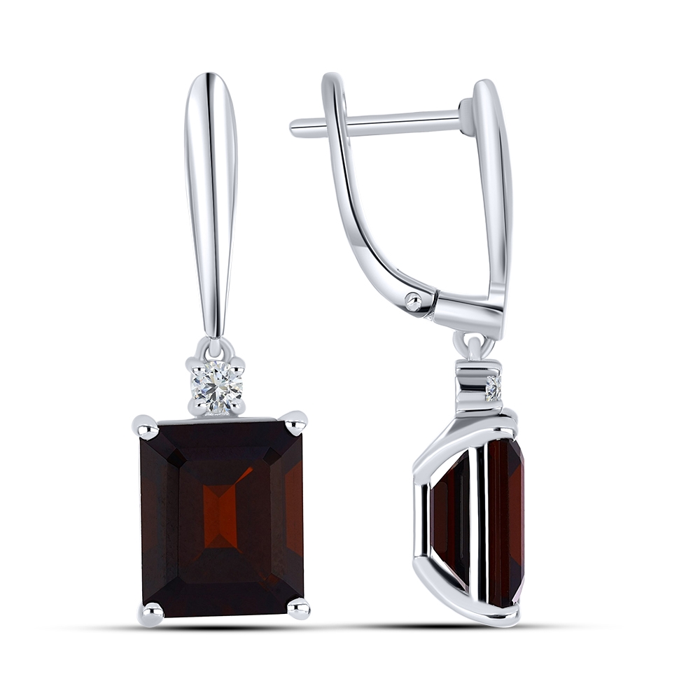 Náušnice  zo striebra s kameňmi GRANÁT, SYN ZIRKÓN 5A- BIELY