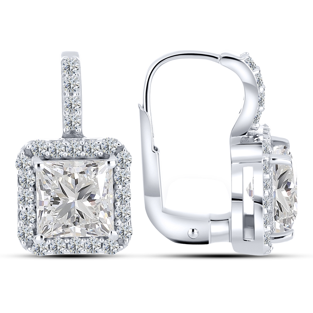 Náušnice  zo striebra s kameňmi SYN ZIRKÓN 5A- BIELY