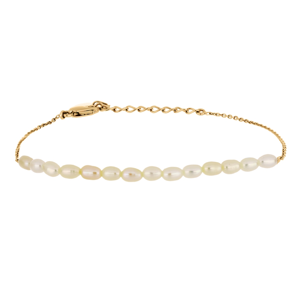 Náramok z ružového zlata s kameňmi RIEČNA BIELA PERLA