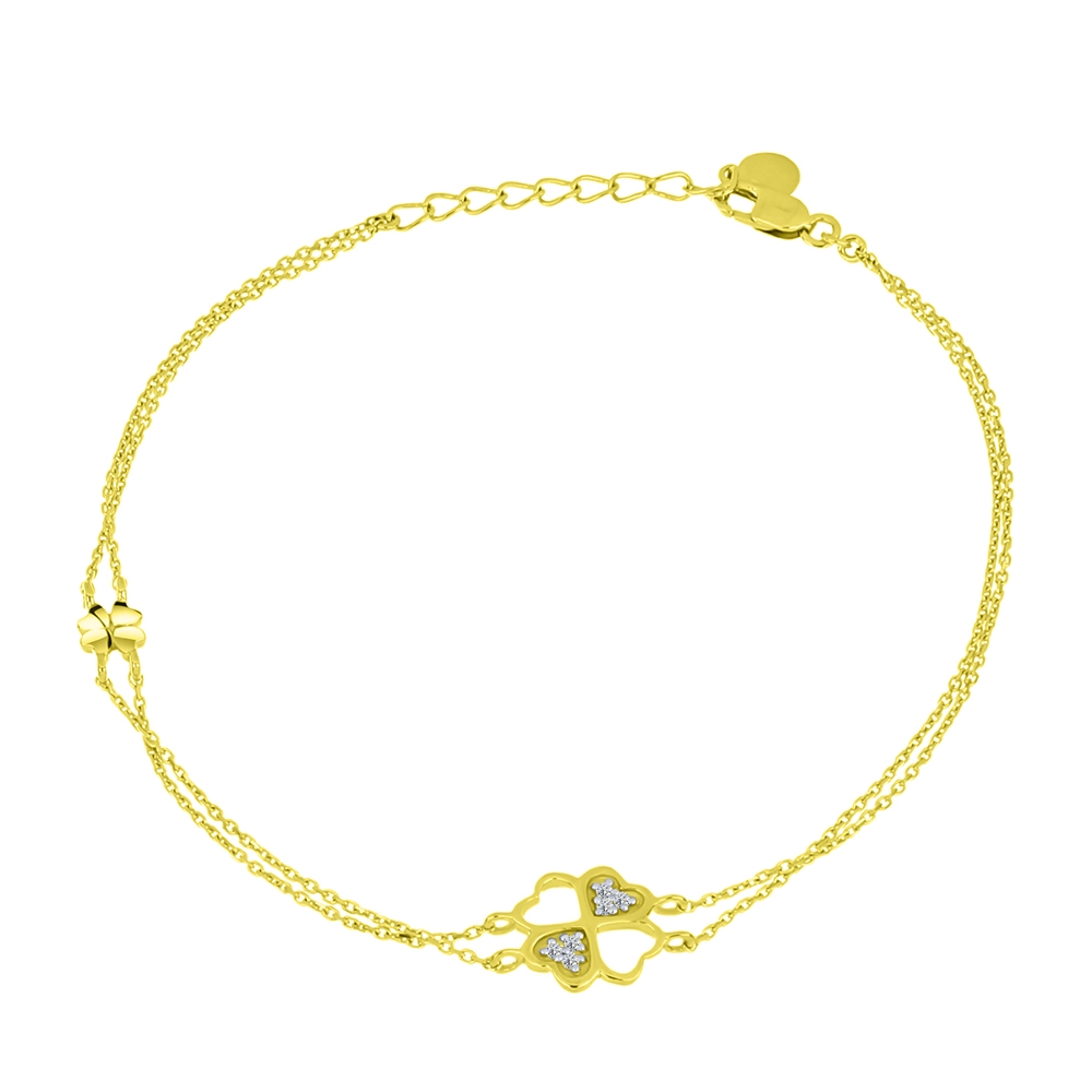 Náramok zo žltého zlata s kameňmi SYN ZIRKÓN 5A- BIELY