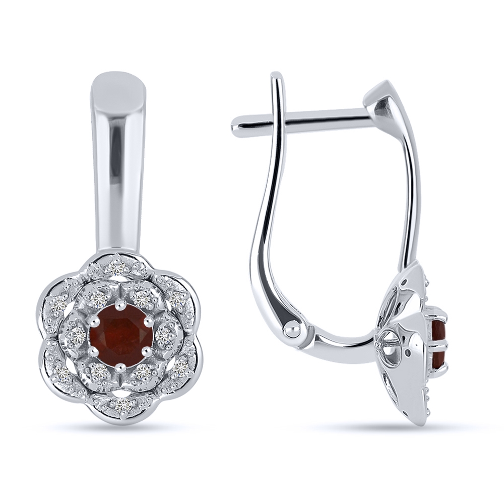 Náušnice z bieleho zlata s kameňmi RUBÍN- UPRAVENÝ GLASS- FILLED, DIAMANT