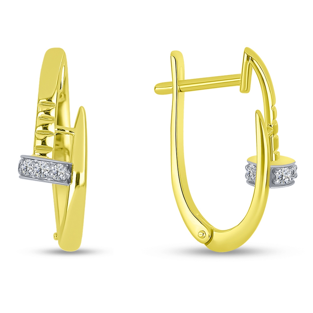 Náušnice z bieleho a zo žltého zlata s kameňmi SYN ZIRKÓN 5A- BIELY