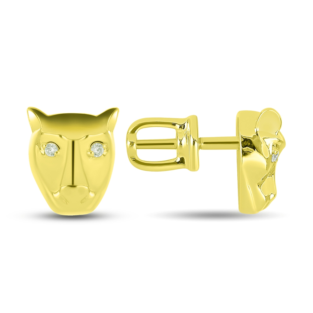 Náušnice zo žltého zlata s kameňmi SYN ZIRKÓN 5A- BIELY