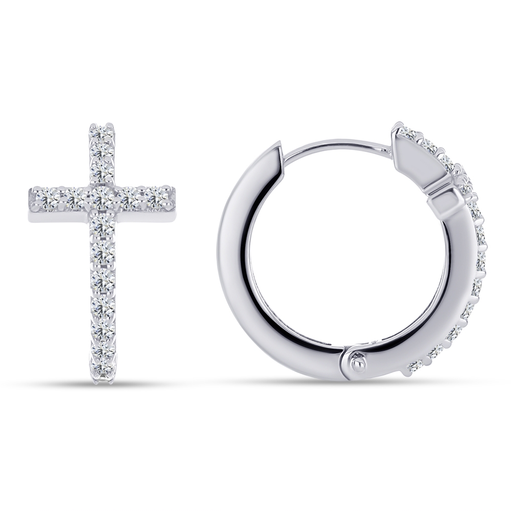 Náušnice z bieleho zlata s kameňmi SYN ZIRKÓN 5A- BIELY