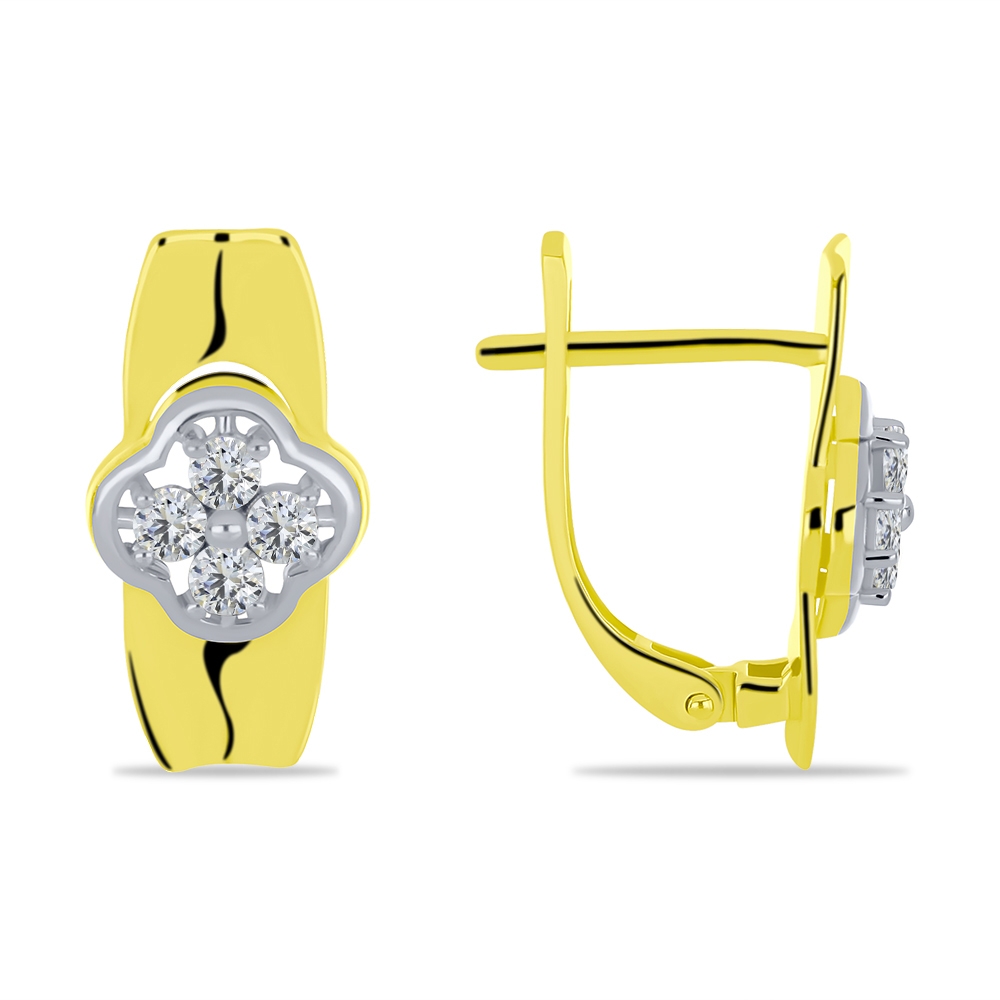 Náušnice zo žltého zlata s kameňmi SYN ZIRKÓN 5A- BIELY