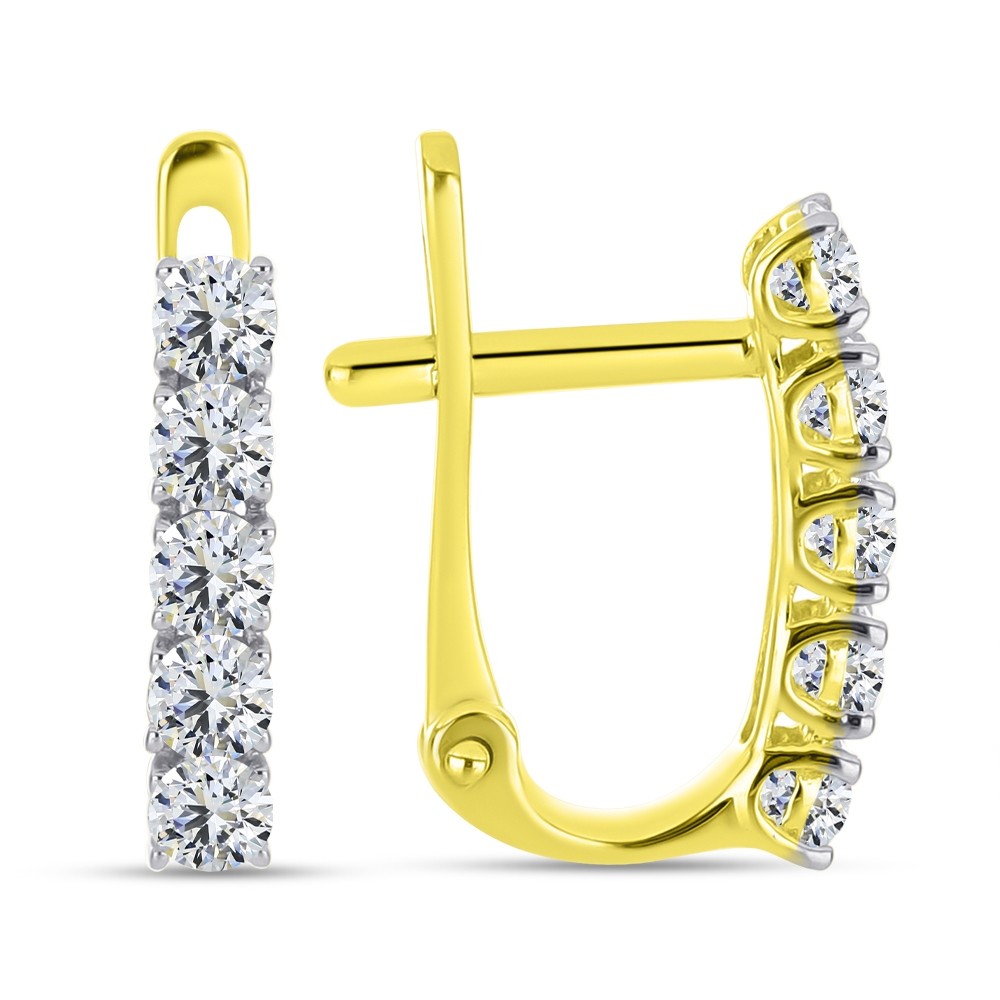 Náušnice zo žltého zlata s kameňmi SYN ZIRKÓN 5A- BIELY