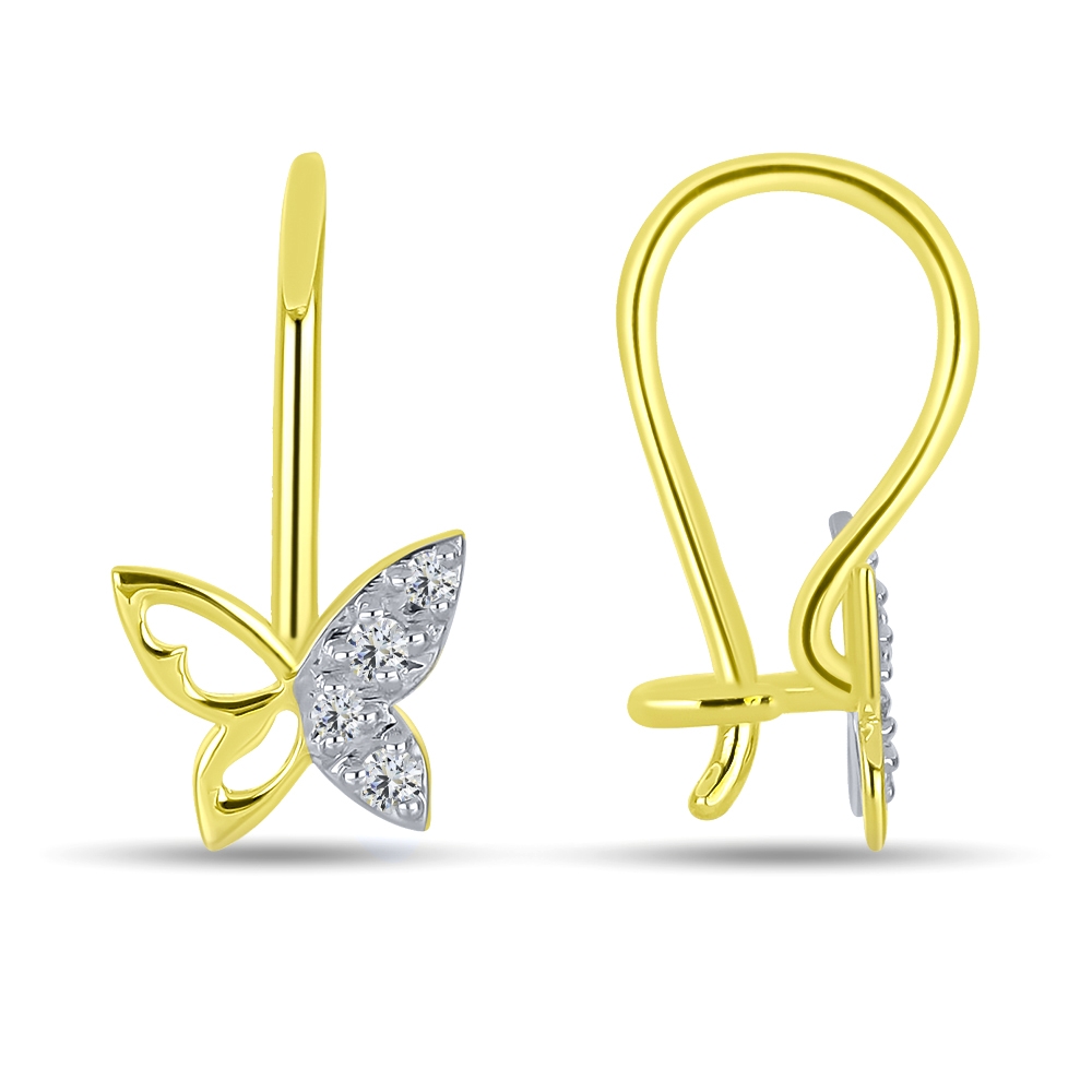 Náušnice z bieleho a zo žltého zlata s kameňmi SYN ZIRKÓN 5A- BIELY