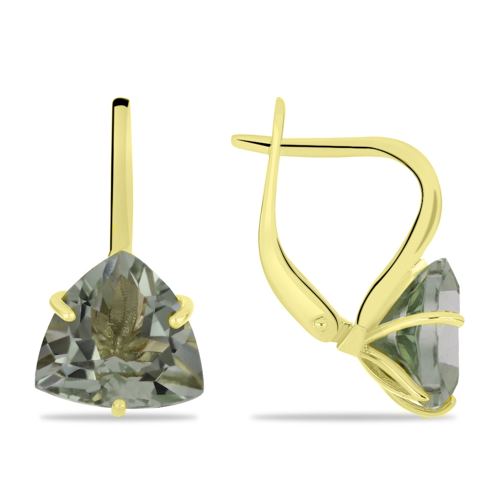 Náušnice zo žltého zlata s kameňmi Ametyst