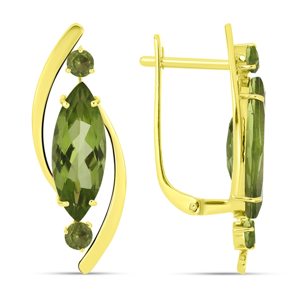 Náušnice zo žltého zlata s kameňmi PERIDOT