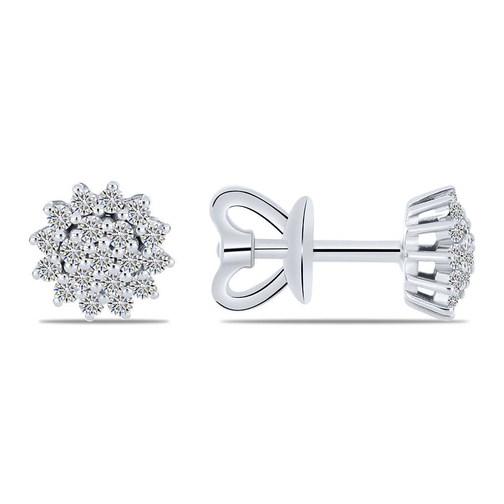 Náušnice z bieleho zlata s kameňmi SYN ZIRKÓN 5A- BIELY