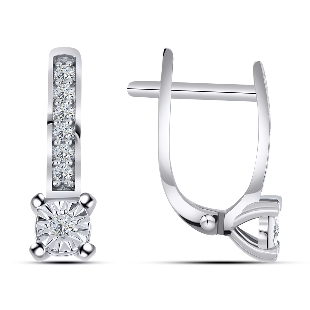 Náušnice z bieleho zlata s kameňmi Diamant