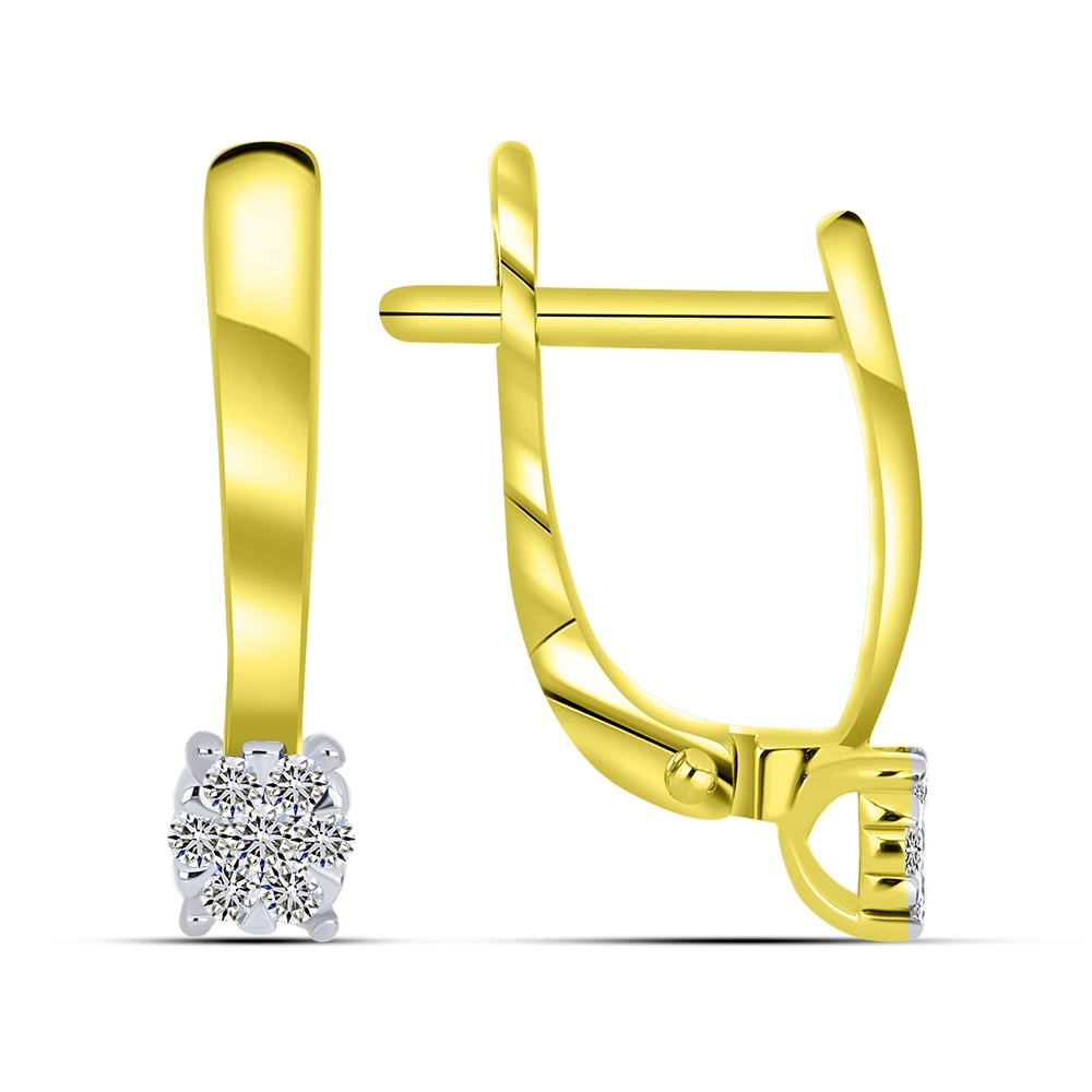 Náušnice z bieleho a zo žltého zlata s kameňmi SYN ZIRKÓN 5A- BIELY