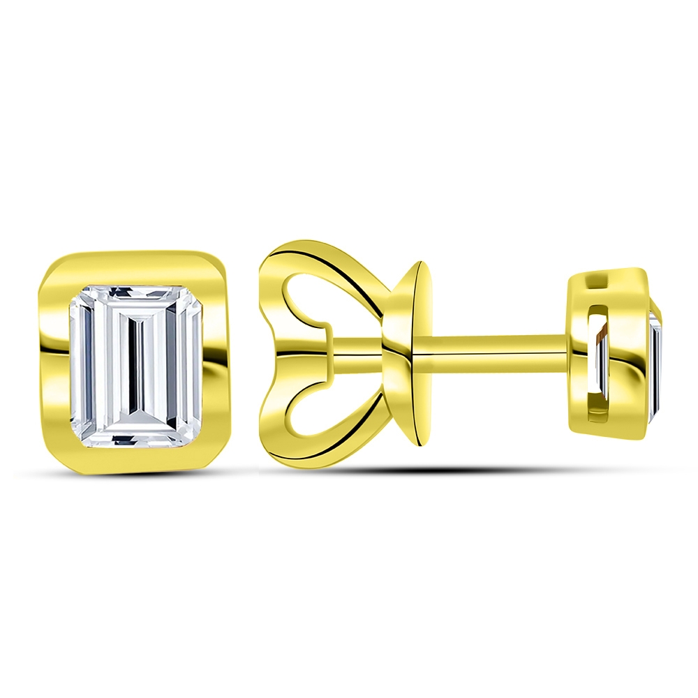 Náušnice zo žltého zlata s kameňmi SYN ZIRKÓN 5A- BIELY