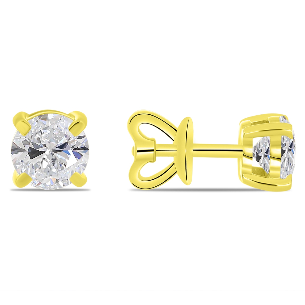 Náušnice zo žltého zlata s kameňmi MOISSANIT