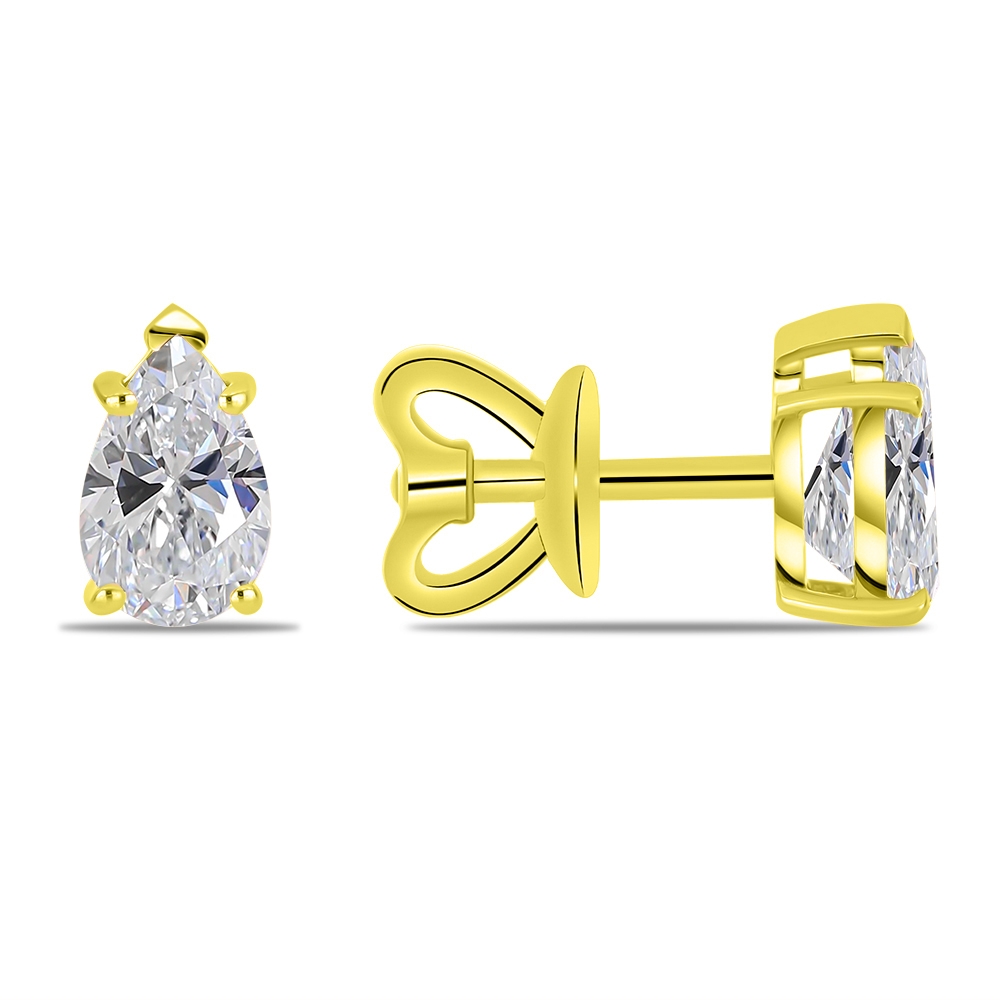 Náušnice zo žltého zlata s kameňmi MOISSANIT