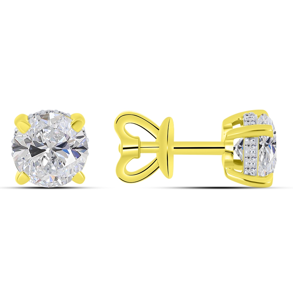 Náušnice zo žltého zlata s kameňmi MOISSANIT