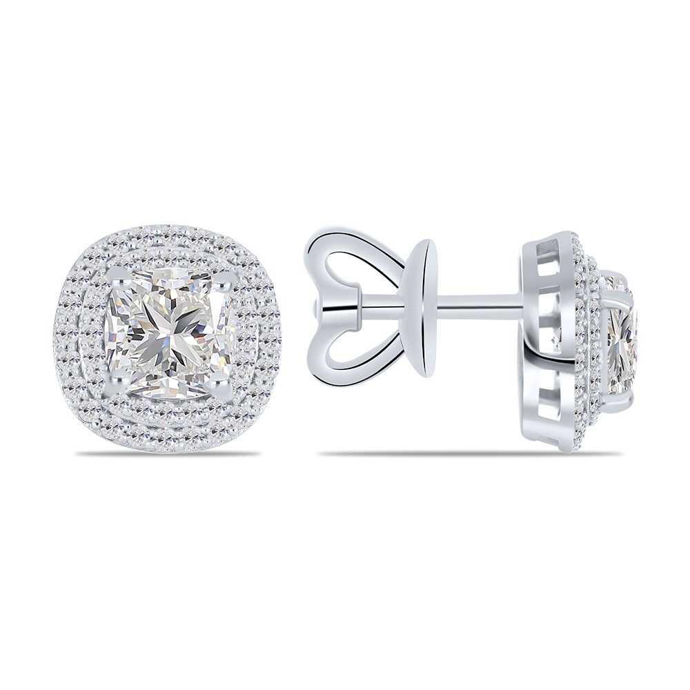 Náušnice z bieleho zlata s kameňmi MOISSANIT