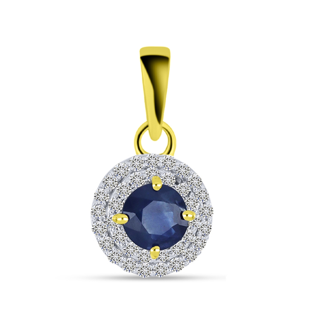 Prívesok zo žltého zlata s kameňmi ZAFÍR, DIAMANT