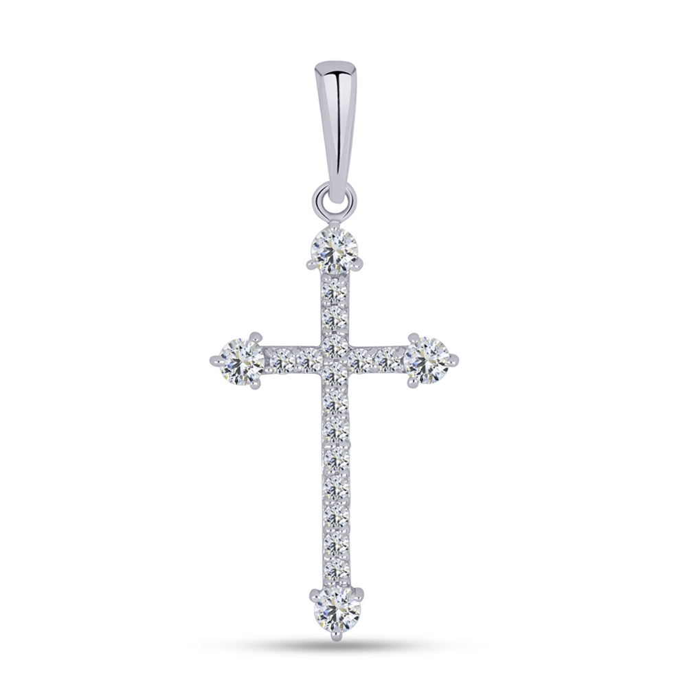 Prívesok z bieleho zlata s kameňmi SYN ZIRKÓN 5A- BIELY
