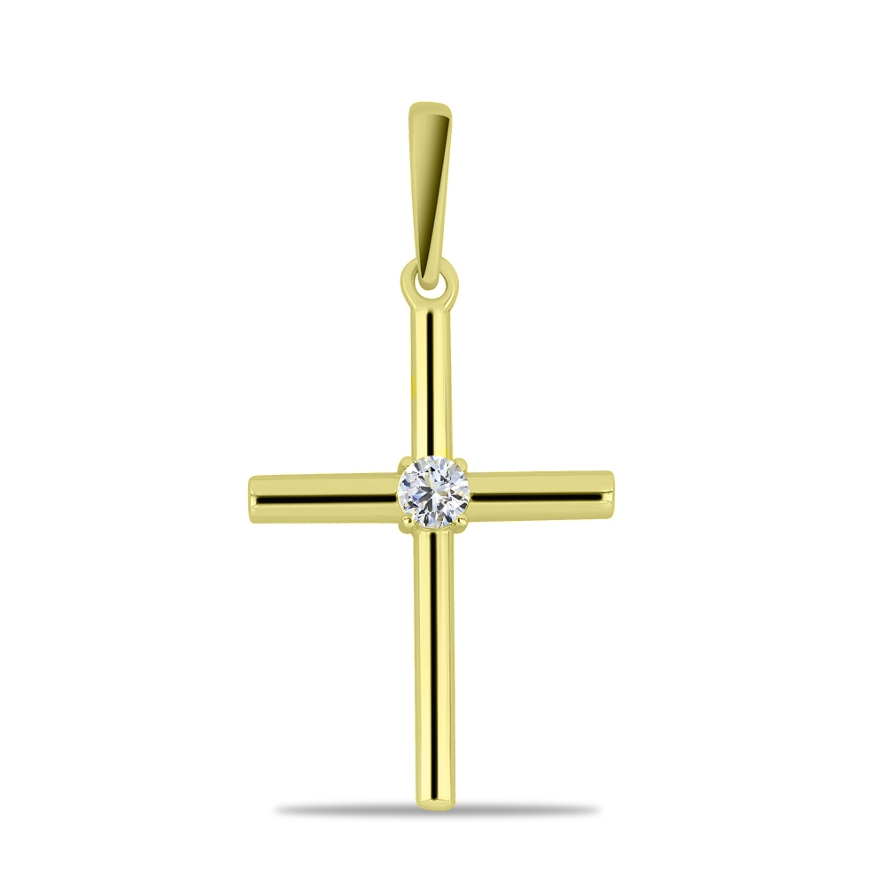 Prívesok zo žltého zlata s kameňmi Bezfarebný kubický zirkón