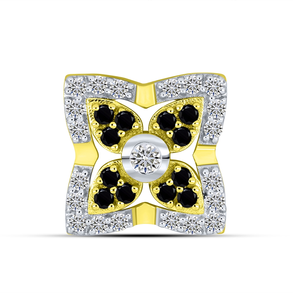 Prívesok z bieleho a zo žltého zlata s kameňmi SYN ZIRKÓN 5A- BIELY, ČIERNY SPINEL