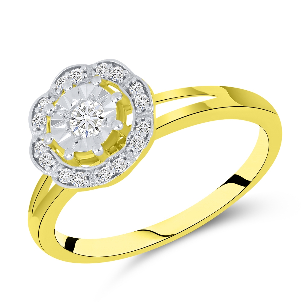 Prsteň zo žltého zlata s kameňmi DIAMANT