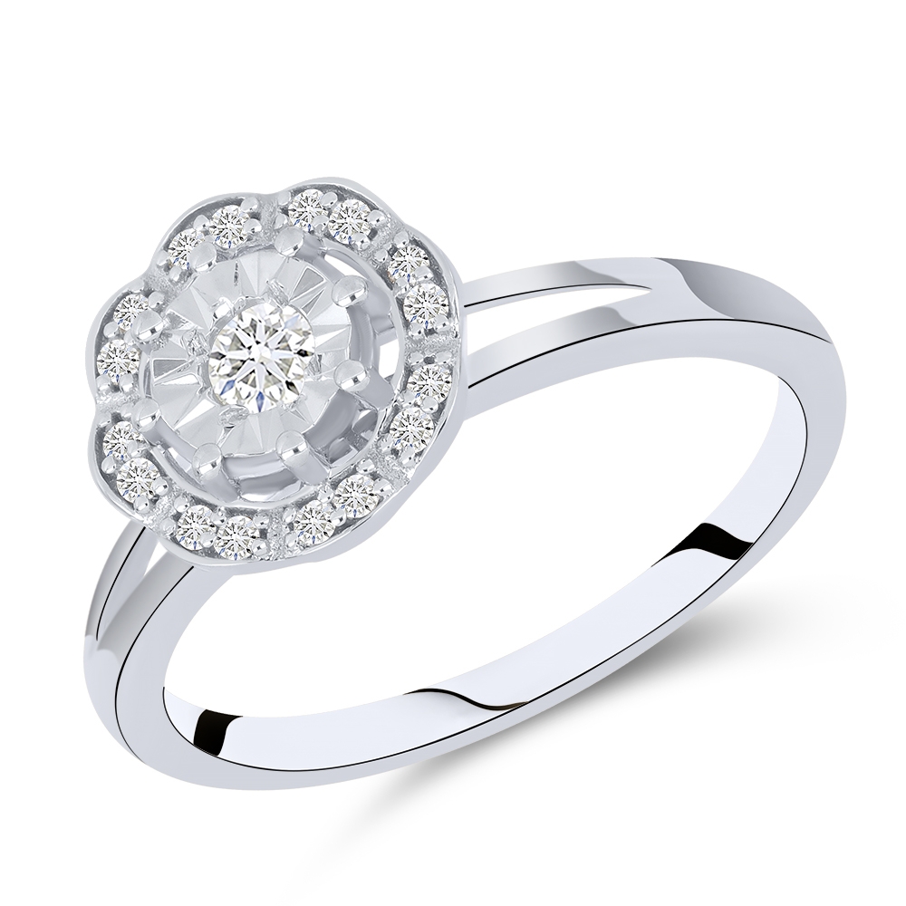 Prsteň z bieleho zlata s kameňmi DIAMANT