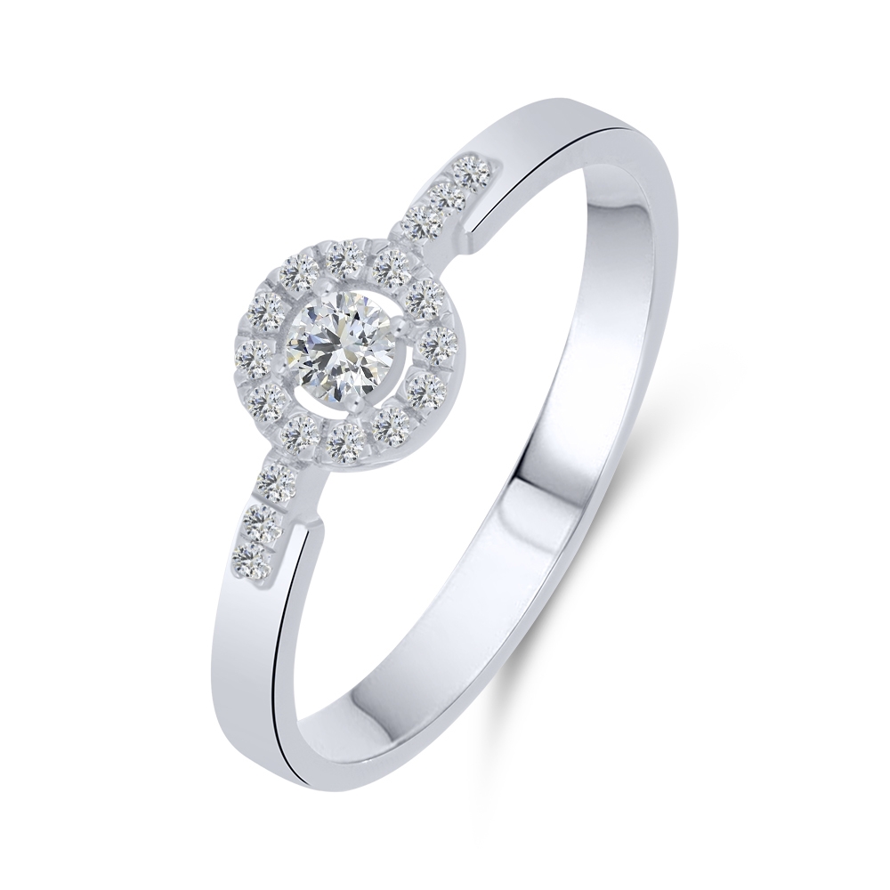 Prsteň z bieleho zlata s kameňmi SYN ZIRKÓN 5A- BIELY