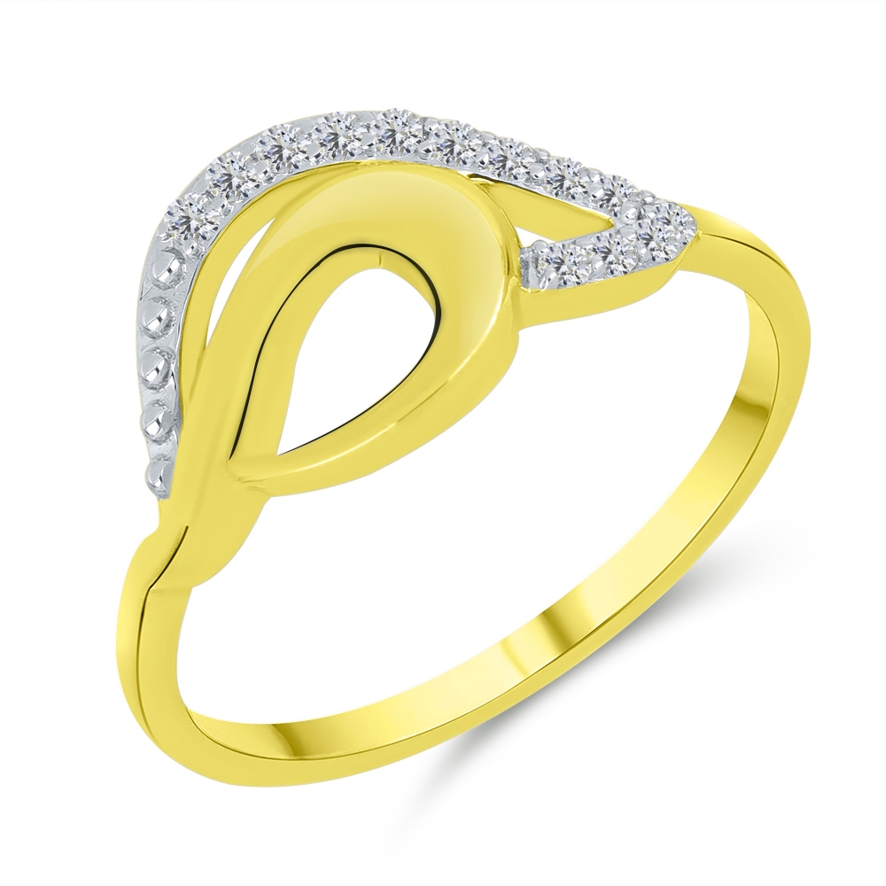 Prsteň z bieleho a zo žltého zlata s kameňmi SYN ZIRKÓN 5A- BIELY